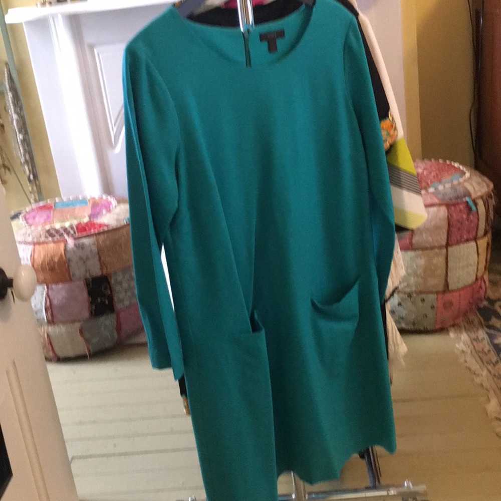 J Crew turquoise wool dress.